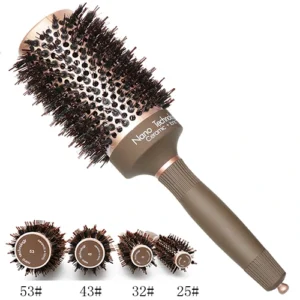 갈색 멧돼지 강모 세라믹 헤어 브러시