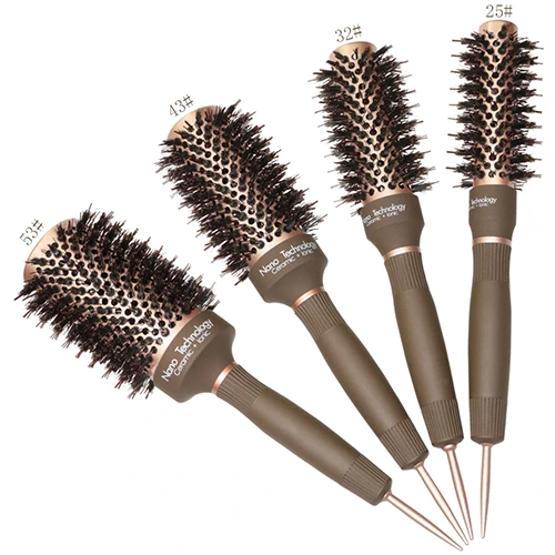 Brown boar bristle ceramic hairbrush